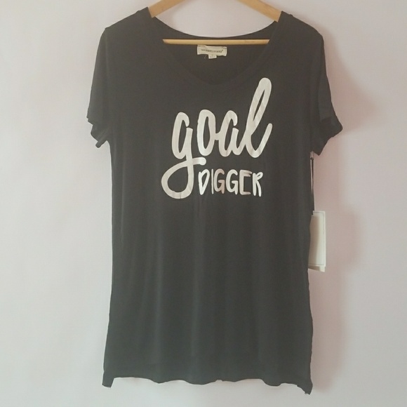 coverstitched Tops - Coverstitched "Goal digger" black graphic tee coverstitched Tops - Coverstitched "Goal digger" black graphic tee